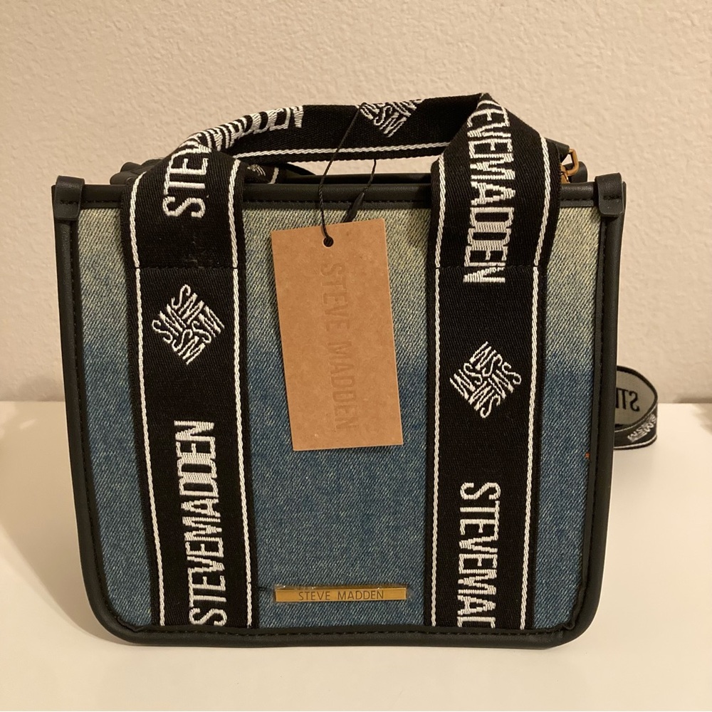 NWT Steve Madden Denim Bwebber Satchel Crossbody Handle Bag with Change Purse